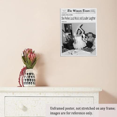 Vintage Newspaper Wall Art Black and White Feminist Canvas Posters Loud Music Laughter Quote Print for Trendy Preppy Party Room Closet Bedroom Empowerment Wall Decor 11x14in Unframed thumbnail 5