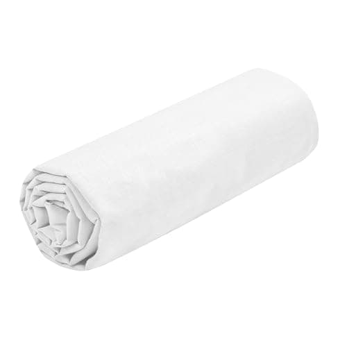 Lovely CASA - Drap Housse -Taille 90x190 cm Grand Bonnet 30 cm -100% Coton certifié Oeko-Tex - Couleur Blanc -Modèle Eden - Linge de Lit pour Maison - Doux et Confortable pour Nid Douillet - Image 1