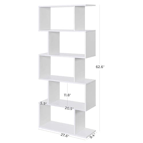 VASAGLE Wooden Bookcase, Display Shelf and Room Divider, Freestanding Decorative Storage Shelving, 5-Tier Bookshelf, White thumbnail 3