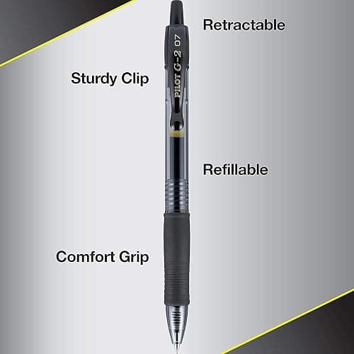 Pilot G2 Premium Gel Roller Pens 0.7, Fine Point Smooth Writing Pens Black, Pack of 12 thumbnail 6