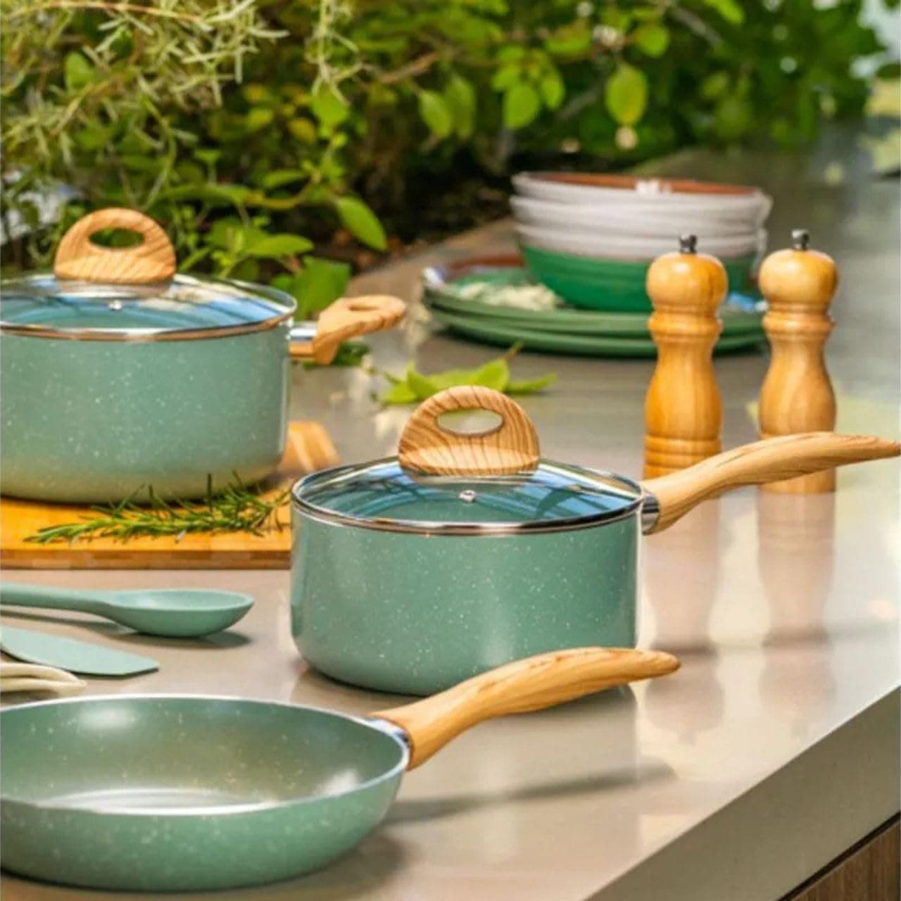 Brinox - Panela de Indução com Tampa Brinox Ceramic Life Botanika - Ø16 cm - 1,2 Litros - Verde thumbnail 2