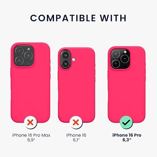 kwmobile Handyhülle für iPhone 16 Pro Hülle, für iPhone 16 Pro Case - Hülle Silikon - kabelloses Laden - Neon Pink thumbnail 2