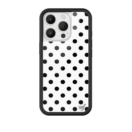 Wildflower Cases - Compatible with Apple iPhone 16 Pro | Protective Black Bumper, 4ft Drop Test Certified, Women Owned Small Business | Polka Dot | White & Black - Spots Aesthetic Trendy Cute - Image 1