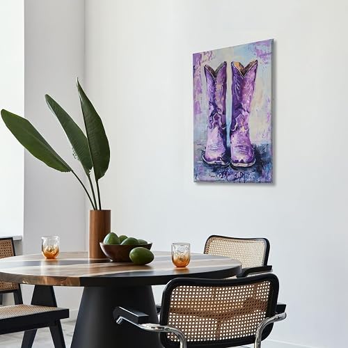 Purple Cowgirl Boots Coastal Western Boho Girly Retro Art Poster Canvas Wall Art Decoration Living Room Home Decor Bedroom Decoration Poster Unframed8x12inch thumbnail 7