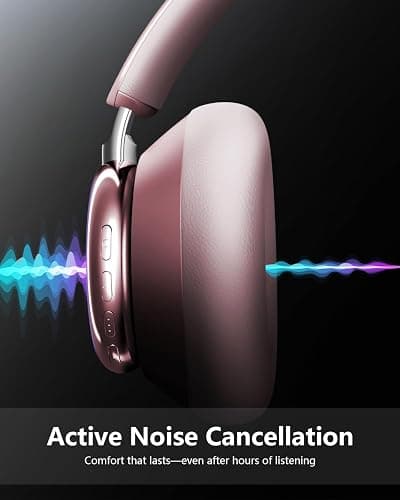 Wentronic Y03 Bluetooth Headphones Wireless Active Noise Cancelling Over Ear Headphones 48 Hours Playtime High Sound Quality 6 EQ Music Mode Headphones with Soft Ear Cushion - Pink thumbnail 4