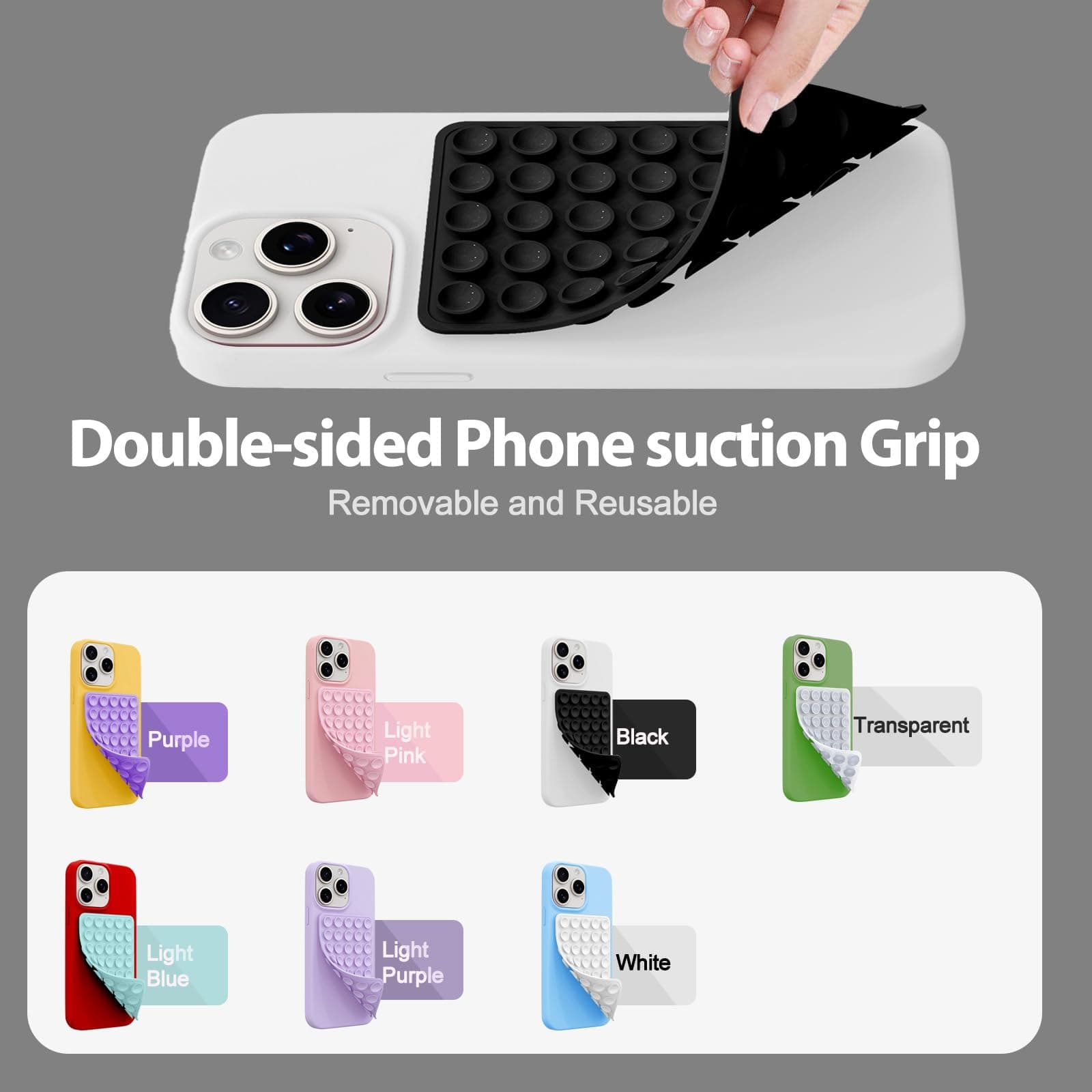 Octo Cup Buddy Sticky Grip Holder Phone Case Mount for Cellphone Black | 2 Pack, Silicone, Silicone Suction Cup, Double Sided, Hands-Free, Phone Accessories, Strong Grip Holder, for Selfie and Video thumbnail 6