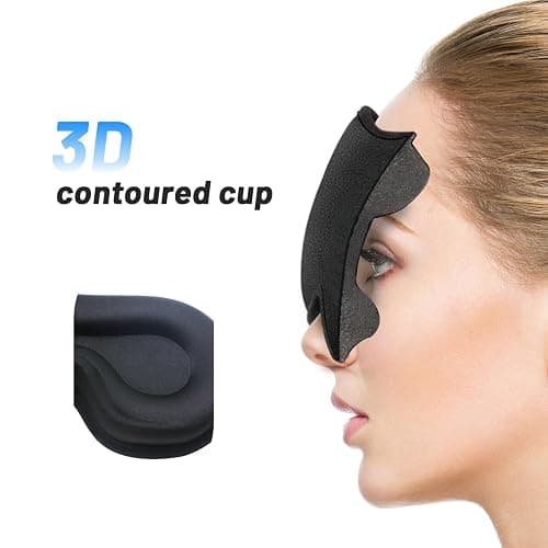 Sleep Eye Mask for Side Sleeper, Lash Extensions 3D Contoured Cup Sleeping Mask for Men Women, Travel Blackout Night Blindfold Eye Shade Cover with Adjustable Strap (Black-Side Sleeper) thumbnail 2