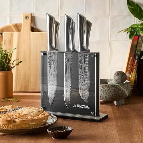 Cuisine::pro Damashiro Knife Block (Kumi, 7-Piece Chef Knife Set) - Japanese Steel Knife - Magnetic Knife Block- Damascus-Inspired Blade Kitchen Knives thumbnail 6