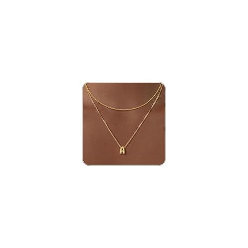 Thaivor Bubble Gold Silver Letter Necklace Layered Initial Necklaces for Women Tiny Pendant Necklaces Dainty Choker Necklace Cute Necklace Stack Teen Gift Trendy Stuff Personalized Jewelry Gifts - Image 1