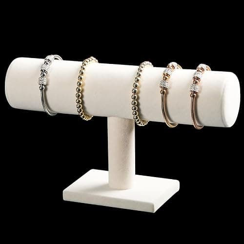 Pangkeep Armbandhalter, Armband-Organizer, Präsentationsständer, beigefarbener Samt, T-Stange, Schmuckständer zum Verkauf. thumbnail 4