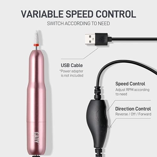 ❤️GAOY Electric Nail Drill for Acrylic and Gel, USB Electric Nail File, Portable Efile with Drill Bits, Manicure Pedicure Tools for Home Salon, Pink thumbnail 4