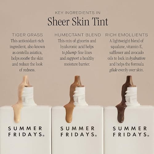 Summer Fridays Sheer Skin Tint - Skin Tint with Hyaluronic Acid - Helps Diminish Uneven Skin Tone - Sheer to Light Coverage - Shade 2 - Light with Cool Undertones (1 Fl Oz) thumbnail 5