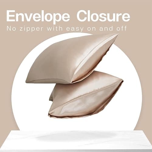 MR&HM Satin Pillowcase for Hair and Skin, Silk Satin Pillowcase 2 Pack, Queen Size Pillow Cases Set of 2, Silky Pillow Cover with Envelope Closure (20x30, Champagne) thumbnail 6