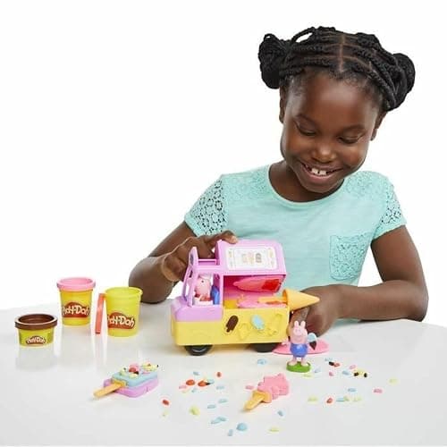 Play-Doh Peppa's Ice Cream Playset with Ice Cream Truck, Peppa and George Figures, and 5 Non-Toxic Modeling Compound Cans, Peppa Pig Toy for Kids 3 Years and Up thumbnail 2