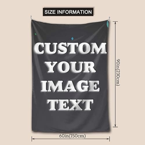 KHYOPQJ Custom Tapestry Upload Images/Text Customized Tapestry Wall Hanging Backdrop for Bedroom Customize Personalized Tapestry Backdrop 60x90 inch Vertical, White - 60L" x 90W" - White thumbnail 2