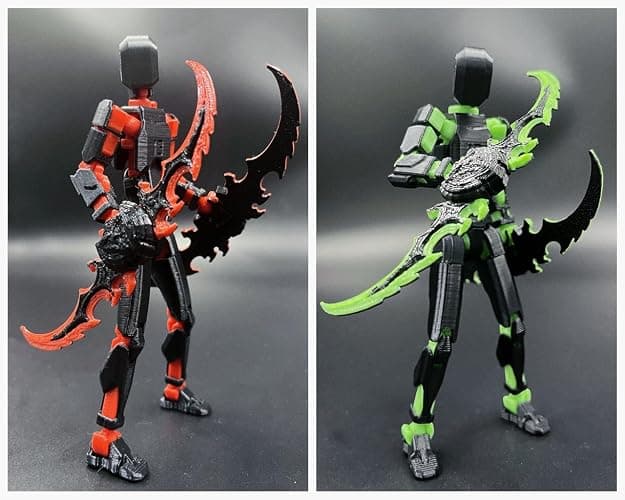 T13 New Action Figure Set (Assembly Completed), 3D Printed Multi-Jointed Movable Titan 13 Dummy Lucky 13 Mobile Robot, Nova 13 Action Figures Desktop Decorations for Game Lovers Toy (Black Red Green） thumbnail 3