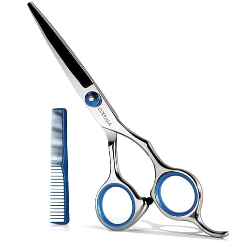 COOLALA Stainless Steel Hair Cutting Scissors 6.5 Inch Hairdressing Razor Shears Professional Salon Barber Haircut Scissors, One Comb Included, Home Use for Man Woman Adults Kids Babies - Image 1