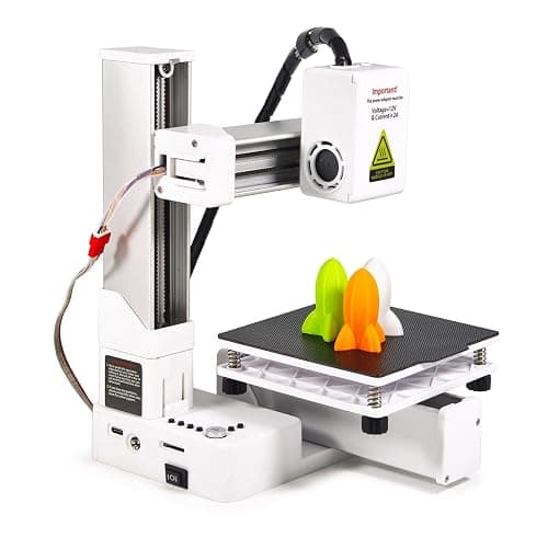 Estink Beginner 3D Printer Small Desktop 3D Printer Compact for Kids Easy to Use with Intuitive Key Controls 100x100x100mm Printing Size for PLA TPU Filament (White) - Image 1