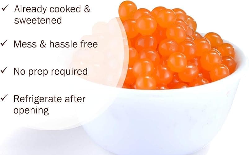 BREXONIC Popping Boba Pearls Bursting Tea Balls Drink & Dessert Topping Strawberry Mango Blueberry Passion Fruit Flavored Bubble Tea Tapioca Pearls (Mango, 2 LB 1 Pack) - Mango - 2 Pound (Pack of 1) thumbnail 3