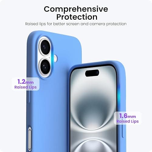 ORNARTO for iPhone 16 Case 6.1", Slim Liquid Silicone,Sky Blue | Silky-Soft Touch, Shockproof Protection, Anti-Fingerprint Finish, Lightweight Design, Microfiber Lining, Responsive Buttons thumbnail 4