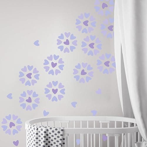 48pcs Purple Heart Wall Decals Peel and Stick - Vinyl Purple Wall Stcikers Décor for Girls Kids Bedroom - Removable Purple Stickers Decorations for Baby Room Nursery Playroom - Purple Heart thumbnail 4