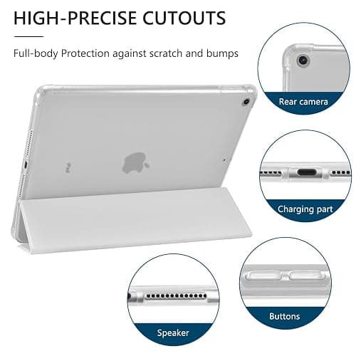 JOYLAND Girly Ribbon Bow Pattern Case for iPad (A16) 11th Gen 2025 11-inch/10th Gen 2022 10.9 inch, Pencil Holder & Clear Transparent Soft TPU Back & Trifold Pad White Shell for Girls Women thumbnail 2