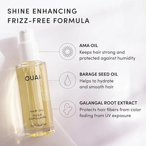 OUAI Hair Oil Travel Size - Hair Heat Protectant Oil for Frizz Control - Adds Shine and Smooths Split Ends - Color Safe Formula - Paraben, Phthalate and Sulfate Free (0.45 oz) thumbnail 5