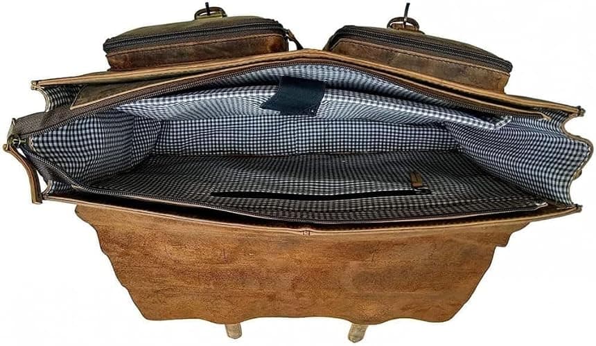 cuero Retro Brown Laptop Messenger Bag Office Briefcase Crossbody Travel Bag For Men And Women Bag Office Laptop Bag thumbnail 4