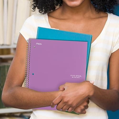Five Star Spiral Notebooks + Study App, 4 Pack, 1 Subject, College Ruled Paper, 8-1/2" x 11", 100 Sheets, Purple, Pink, White, Green (820337-ECM) - College Ruled thumbnail 6