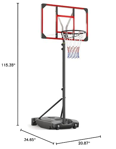 Yohood Kids Basketball Hoop Outdoor 4.82-8.53ft Adjustable, Portable Basketball Hoops & Goals for Kids/Teenagers/Youth in Backyard/Driveway/Indoor, with Enlarged Base and PC Backboard thumbnail 9