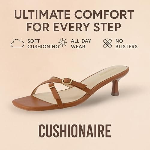 CUSHIONAIRE Women's Milan Kitten Heel Sandals +Memory Foam, Wide Widths Available thumbnail 4