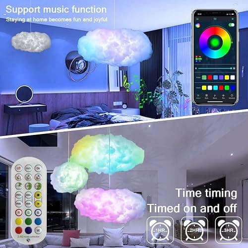3D Big Cloud lightning Light Kit Music Sync Warm White Multicolor lightning Changing Strip Lights 360 Degree Wireless Remote APP NO DIY Coolest Decorations for Adults and Kids Indoor Home Bedroom thumbnail 3
