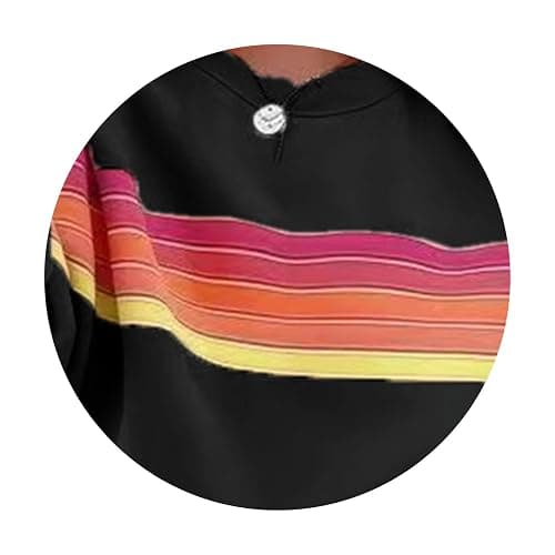 Women 2 Piece Lounge Set Rainbow Striped Sweatshirt High Waist Sweatpants Color Blocked Suit Matching Sweatsuit thumbnail 2