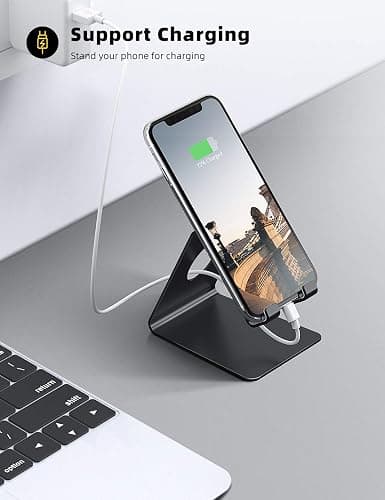Lamicall Cell Phone Stand, Phone Dock: Cradle, Holder, Stand for Office Desk - Black thumbnail 3