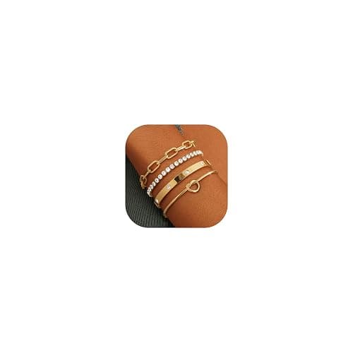 KOHOTA Chunky Gold Bracelets for Women Non Tarnish 14K Gold Plated Cuff Bracelet Stack Trendy Love Bangle Bracelets Stackable Tennis Bracelet Set Tie Knot Cuban Paperclip Figaro Chain Jewelry Gifts - Image 1