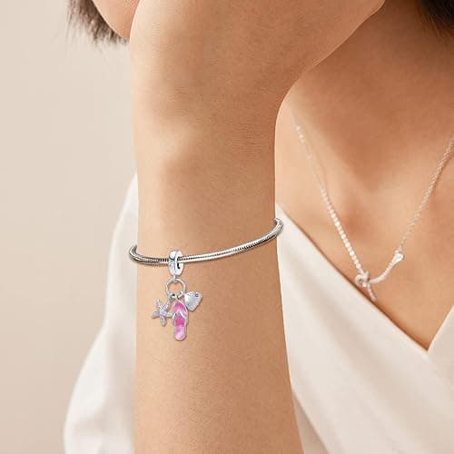 NanMuc Summer Holiday Gifts Beach Starfish Flip Flop Sliper Shell Charms for Pandora Bracelets Women friend Jewlery thumbnail 3