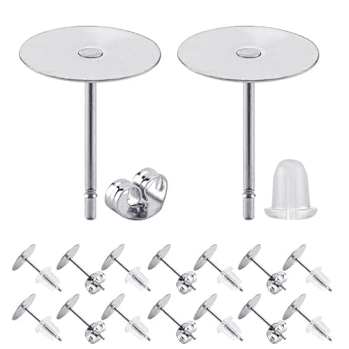 BEADNOVA Stud Earring Posts 720pcs 8mm Stainless Steel Hypoallergenic Earring Posts and Backs Rubber and Stainless Steel Backs Ear Studs for Jewelry Making (8mm, Total 720pcs) - Image 1