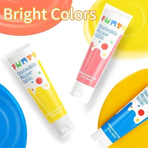 Funto Washable Finger Paint for Kids, Safe & Non-Toxic Finger Painting for Toddlers 1-3, Bath Paint, Toddler Art Painting Supplies, 10 Assorted Colors thumbnail 4