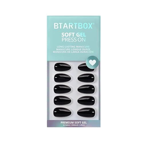BTArtbox Press On Nails, Black Velvet, Short Almond, Black, 32Ct | 2+ Weeks Wear, Salon-Quality Natural Nails, 10-Minute Easy Daily Application, Fast Removal, 16 Sizes, All-in-One Complete Kit thumbnail 4