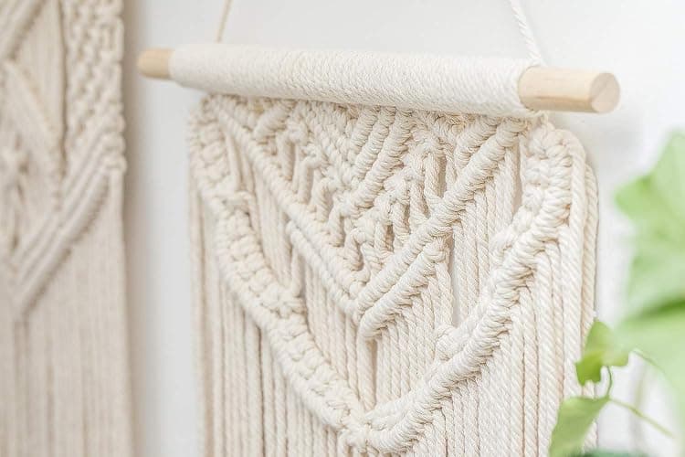 Mkono 2 Pcs Macrame Wall Hanging Boho Wall Art Decor Woven Chic Bohemian Room Decor for Bedroom Nursery Living Room Dorm Apartment, Medium Size 22" L x 13" W and 24" L x 13" W thumbnail 5