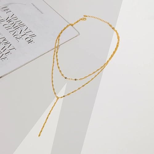 Fwlisesa Gold Necklace for Women, Dainty Gold Long Necklaces 14k Gold Plated Prom Lariat Necklace Cute Choker Necklaces for Women Trendy Stuff Fashion Costume Gold Accessories Christmas Jewelry Gifts thumbnail 6
