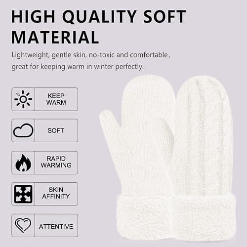 Women's Winter Gloves Warm Lining - Cozy Wool Knit Thick Gloves Mittens thumbnail 4
