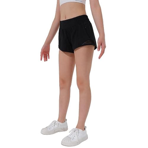 Aurefin Girls Athletic Shorts, Lightweight Running Shorts for Teen Girls Kids Sports Active Short with Zip Pocket and Elastic thumbnail 5
