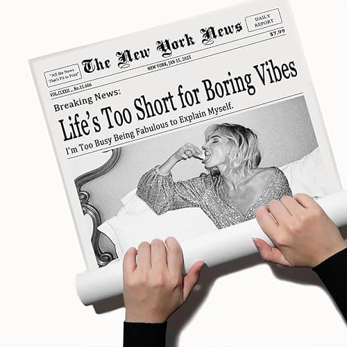 Set of 3 Modern Preppy Newspaper Canvas Wall Art Black and White New York Newspapers Prints for Dorm Room Aesthetic Funky Urban Decor 3Pcs11x14in Unframed thumbnail 2