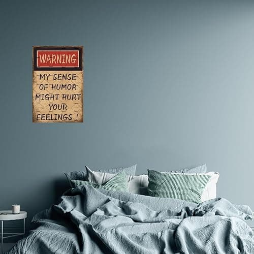 EMOHAT Funny Vintage Tin Sign Wall Decor Warning My Sense Of Humor Might Hurt Your Feelings Sarcastic Metal Signs Home Decor Bedroom Garage Cafes Bar Man Cave Office Wall Art Sign 8x12 Inch thumbnail 2