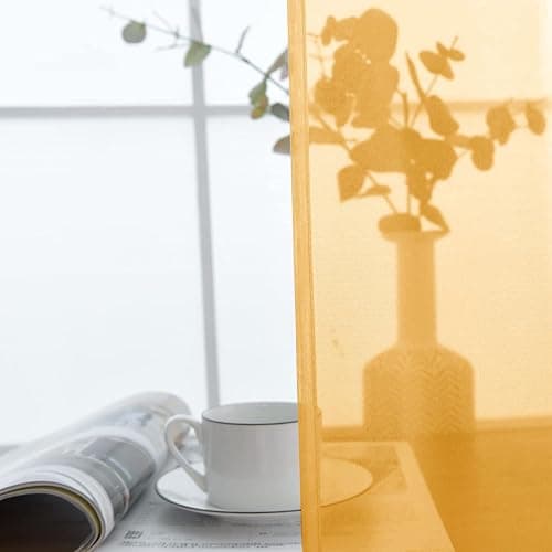 SpaceDresser Basic Rod Pocket Sheer Voile Window Curtain Panels Sand 1 Pair 2 Panels 52 Width 72 Inch Long for Kitchen Bedroom Children Living Room Yard（Sand, 52W x 72L） thumbnail 4