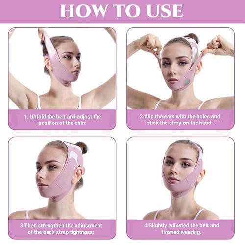 ROWMATE Graphene V-Line Mask Chin Up Mask V Shaped Face Mask Chin strap for sleeping,Jawline Shaper,Lilac,Small thumbnail 8