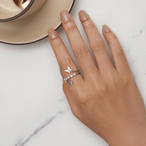 925 Sterling Silver Rings for Women Mermaid Tail/Daisy Bee/Flower/Butterfly Ring Dainty Stackable Rings Ajustable Cute Ring for Girls thumbnail 2