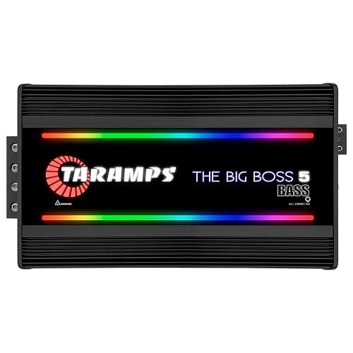 Taramps The Big Boss 5 Bass Black Monoblock RGB Effects 0.5~2 Ohms 5000 Watts Rms Multi-Impedance Digital Amplifier Car Audio System, LED Monitor Indicator, Class D, Crossover, 5k amp, Great for Subs - Image 1