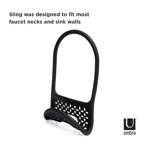 Umbra Sling Kitchen Sink Caddy Sponge Holder, Hangs Over Faucet or Divider, Single, Black thumbnail 7